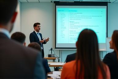 Formateur animant une session pour entreprise