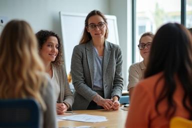 Apprenants lors d'un cours de groupe interactif